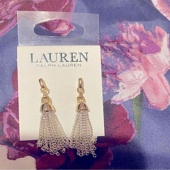 🛍Lauren By RALF LAUREN Chain Silver Fashion Earrings - Picture 3 of 6